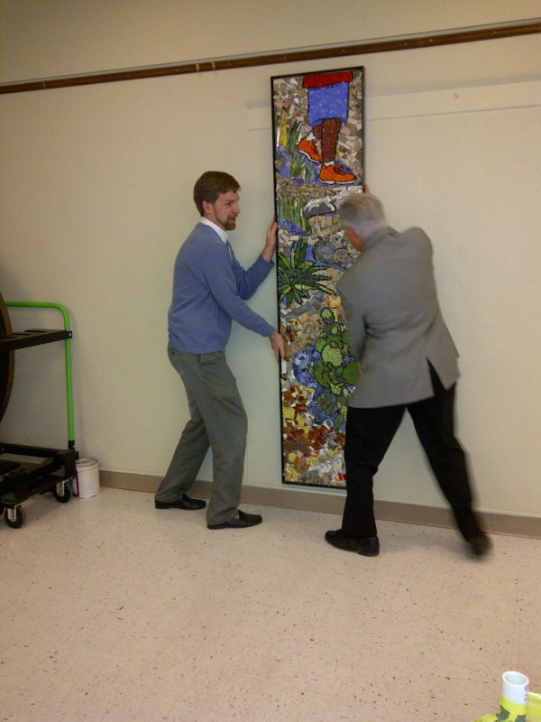 The Feeding of the 5000 mosaic wall mural designed by Lynn Bridge and created by friends and members of University Presbyterian Church in Austin, Texas, U.S.A.
